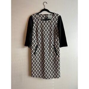 Maeve Anthropologie Womens Boho Diamond Geo Pattern 3/4 Sleeve Shift Dress Small